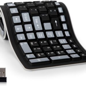 Silicone Keyboard, Foldable Wireless Rollup Keyboard for Computer, Laptop