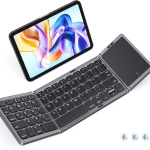 MEETION Foldable Bluetooth Keyboard with Touchpad, Portable Wireless, Gray