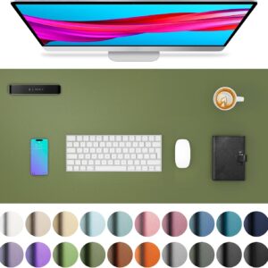 Aothia Desk Protector Mat, Mouse Pad, Non-Slip Waterproof PU Leather Desk Blotter, Laptop, Writing for Office and Home (23.6" x 13.7", Olive Green)